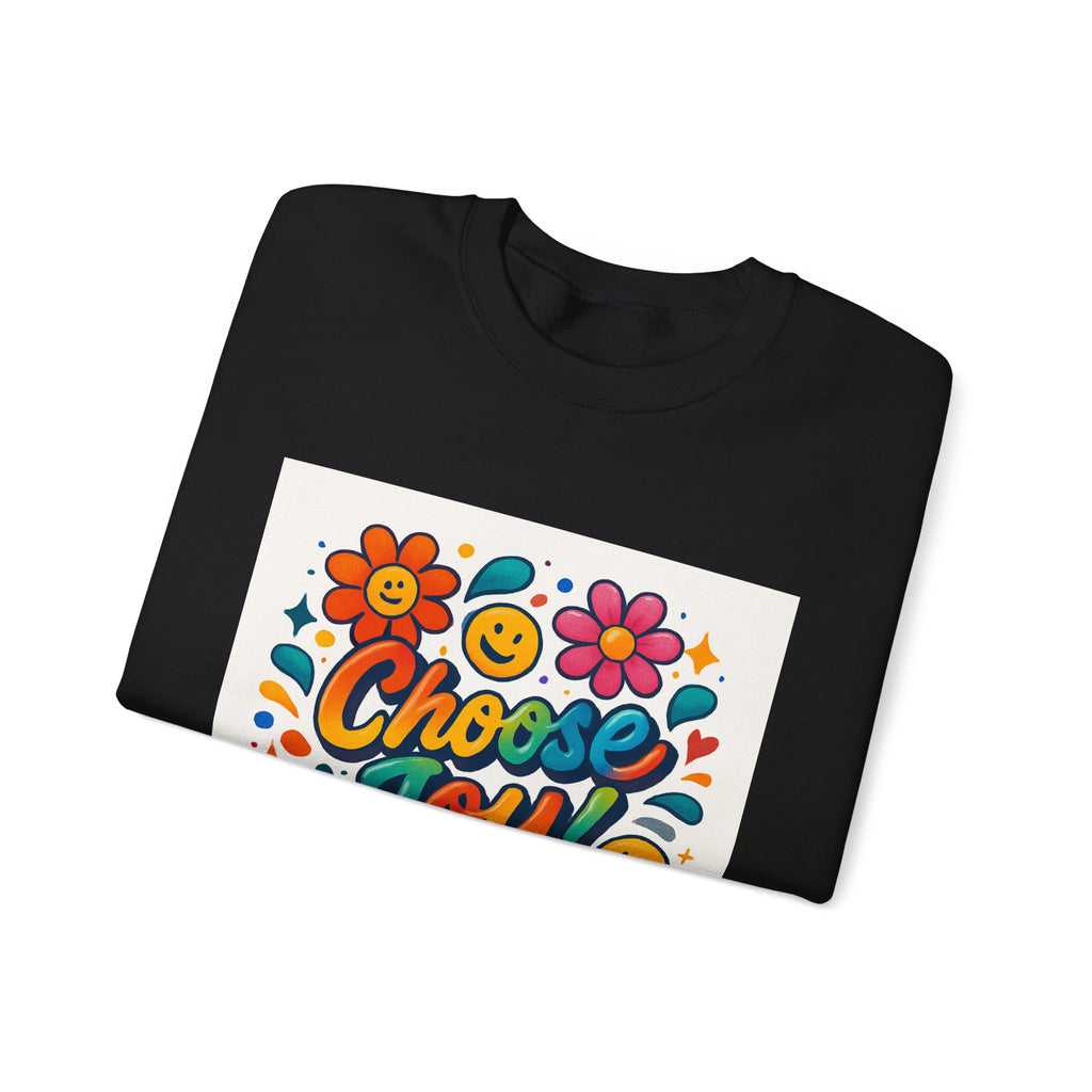 Choose Joy Sweatshirt — Retro Floral Smiley Crewneck