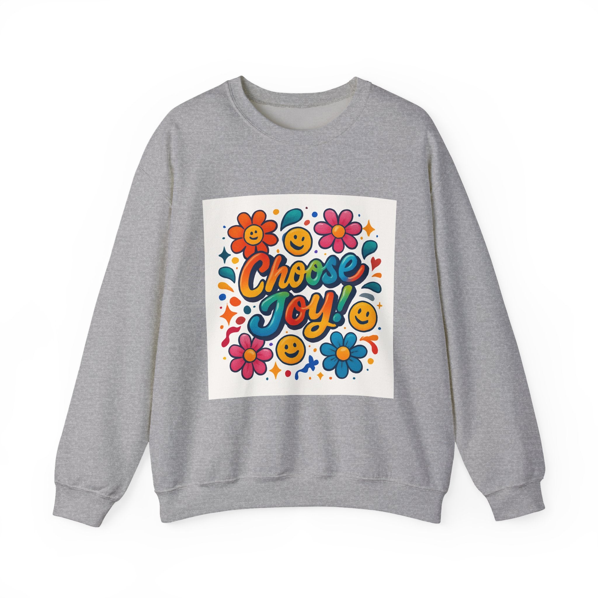 Choose Joy Sweatshirt — Retro Floral Smiley Crewneck