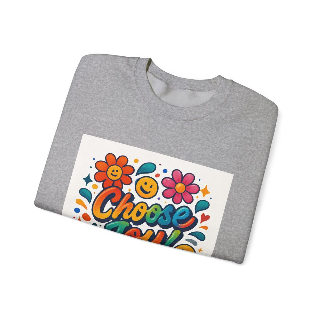 Choose Joy Sweatshirt — Retro Floral Smiley Crewneck