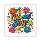 Choose Joy! Floral Smiley Sticker — Bright Positive Kiss-Cut Decal
