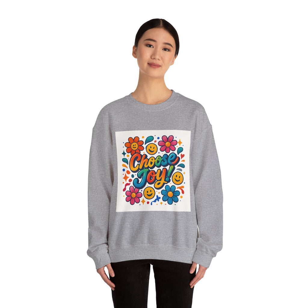Choose Joy Sweatshirt — Retro Floral Smiley Crewneck