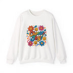 Choose Joy Sweatshirt — Retro Floral Smiley Crewneck