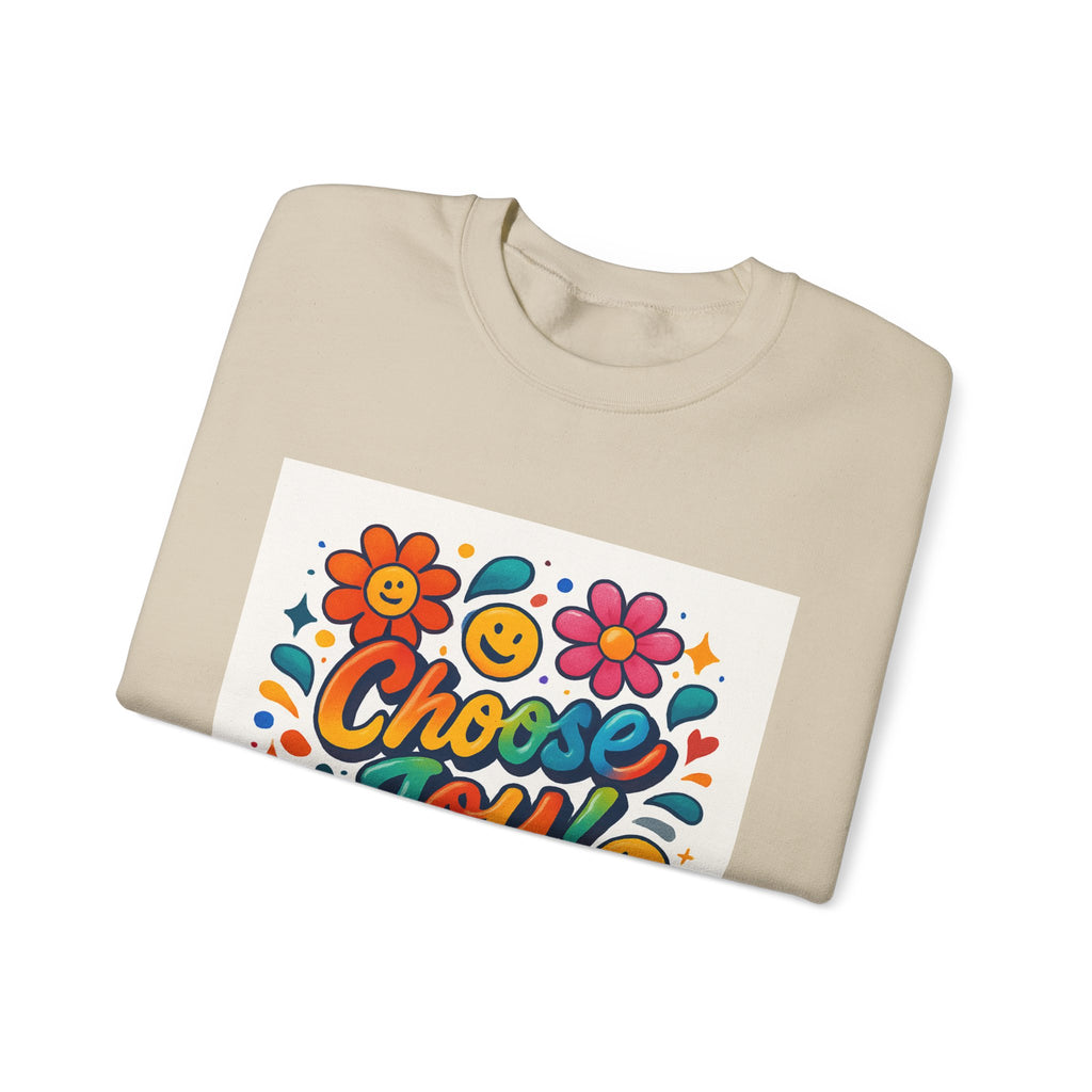 Choose Joy Sweatshirt — Retro Floral Smiley Crewneck