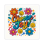Choose Joy! Floral Smiley Sticker — Bright Positive Kiss-Cut Decal