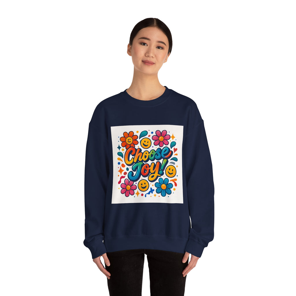 Choose Joy Sweatshirt — Retro Floral Smiley Crewneck