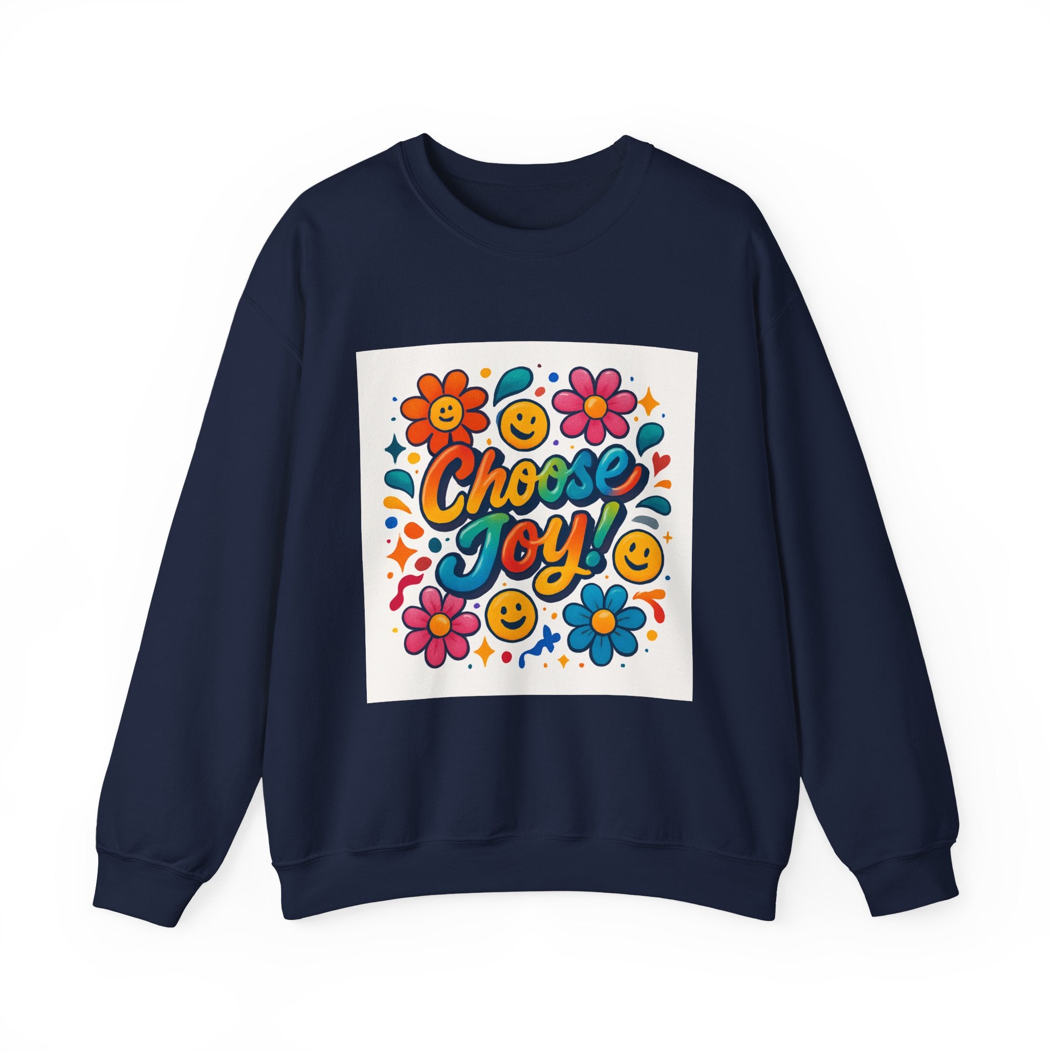 Choose Joy Sweatshirt — Retro Floral Smiley Crewneck